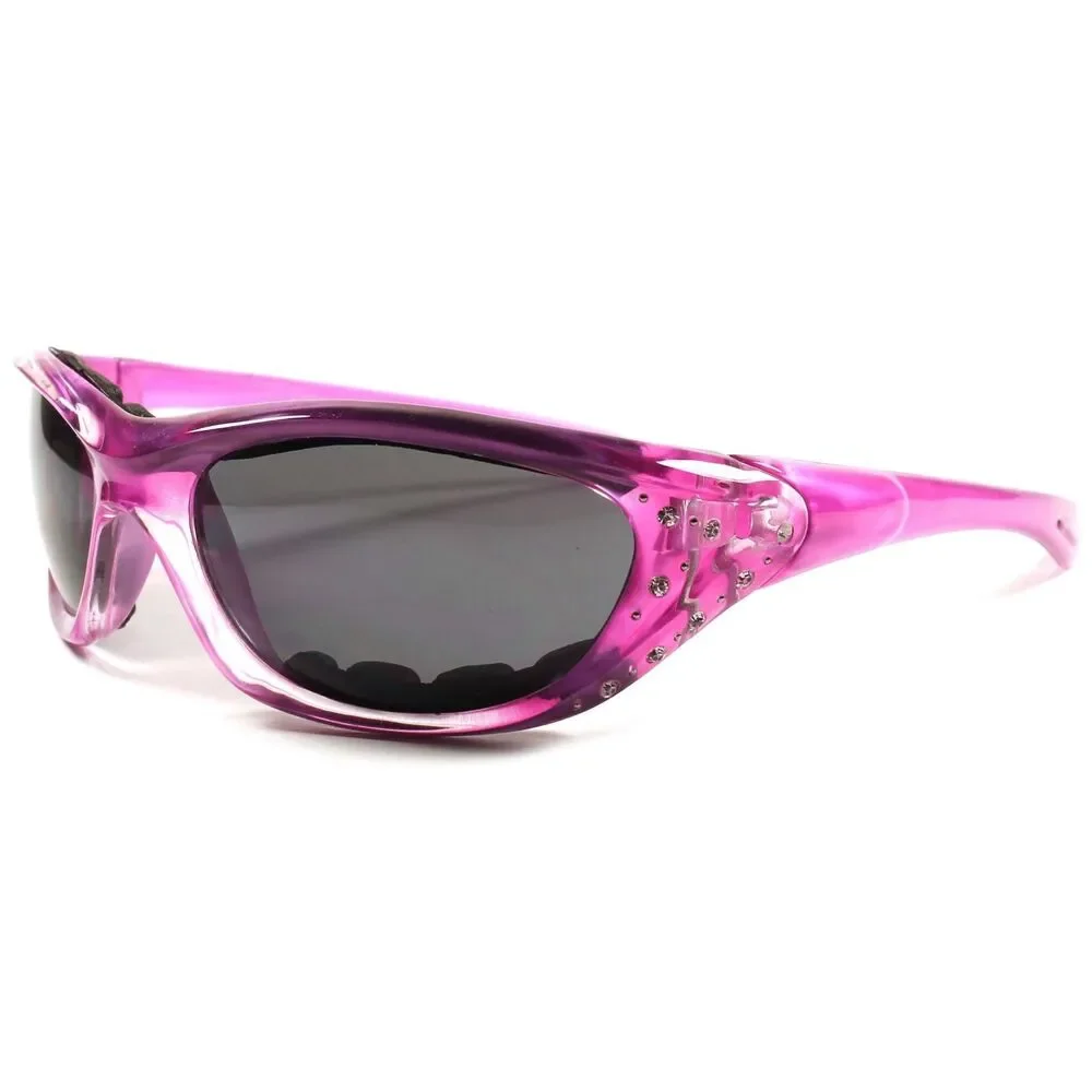 Fashion Rhinestone Motorcycle Foam Back Padded Womens Biker Sunglasses E35C
